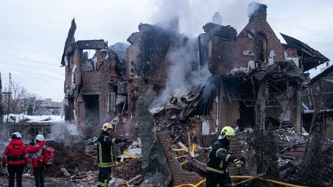 Aftermath of a Russian attack on Kyiv