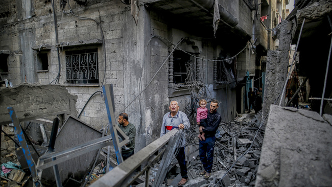 Destruction in Al-Shati Camp following Israeli airstrike in Gaza