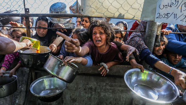 Palestinians fighting hunger in Gaza receive food aid