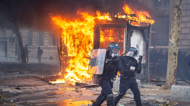 Police clash with protesters during demonstration in Paris